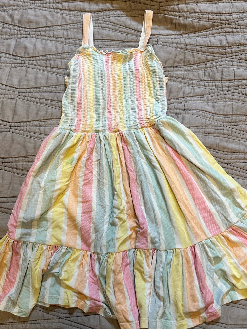 Little Sleepies 5T Pastel Multi-Stripe Sundress - Pink, Yellow, Blue, Green